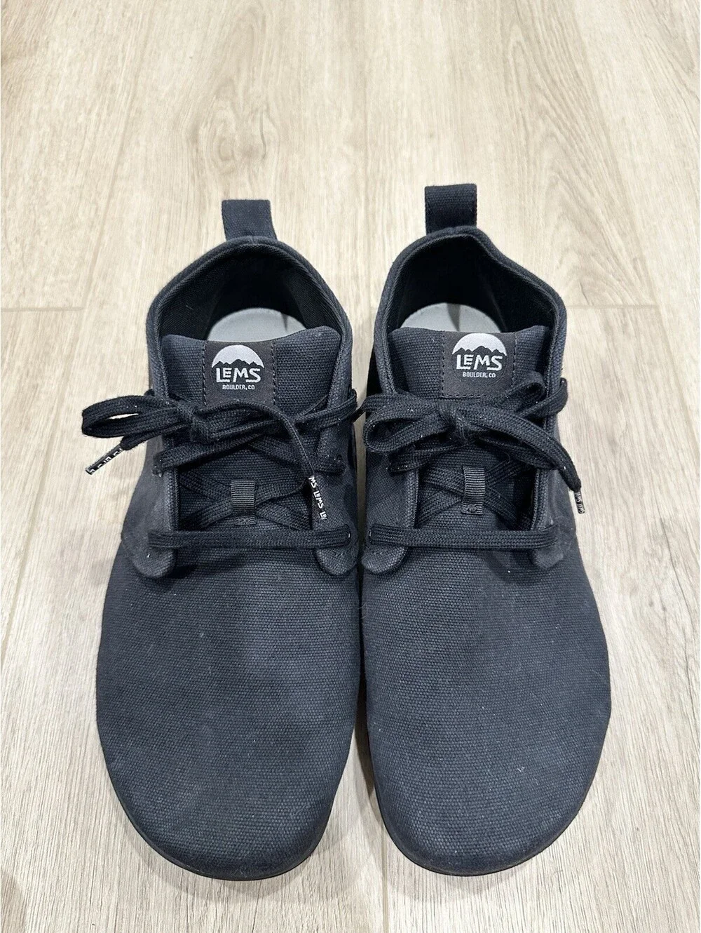 Lems Men Chukka Canvas Vegan Barefoot Shoes Size 12.5 Black Minimalist Gorpcore